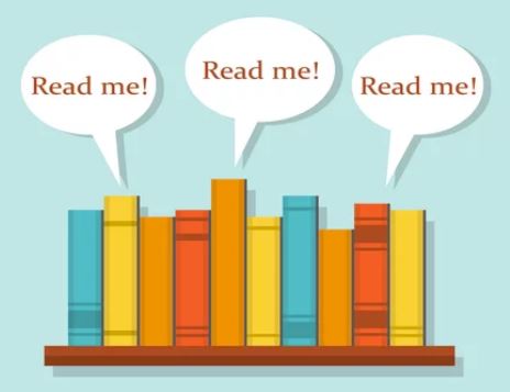 Books saying "read me"