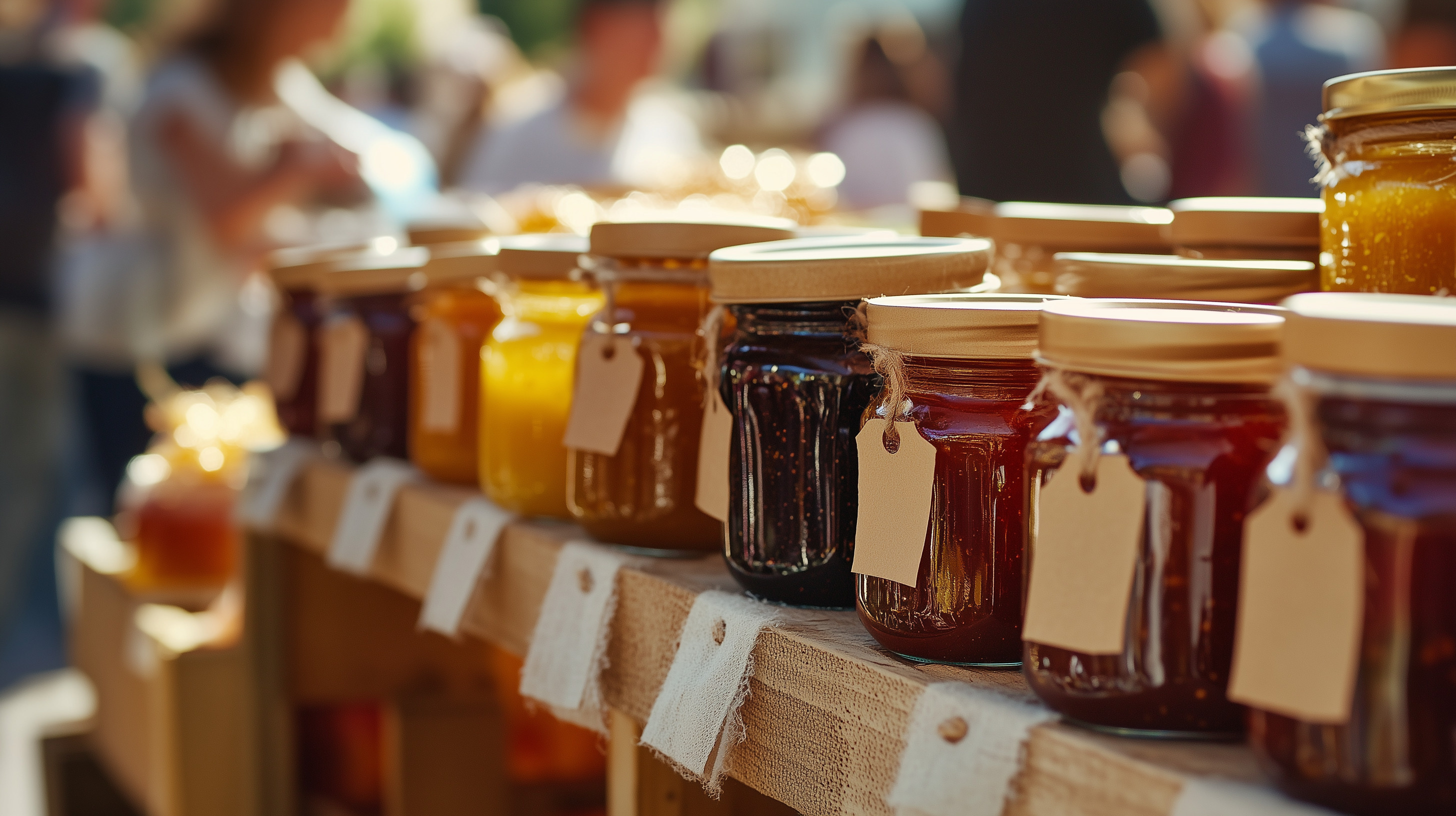 Canned jams ready to be sold