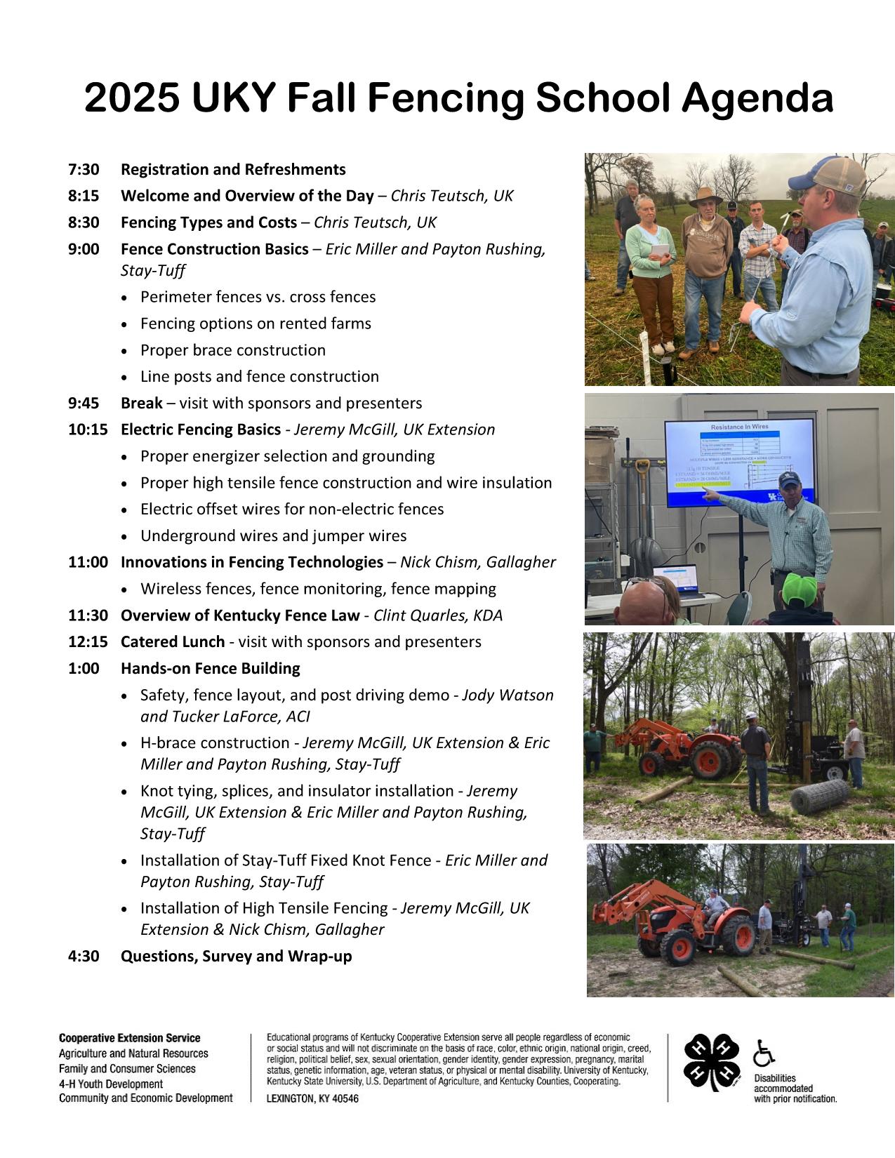 Fall Fencing School Agenda