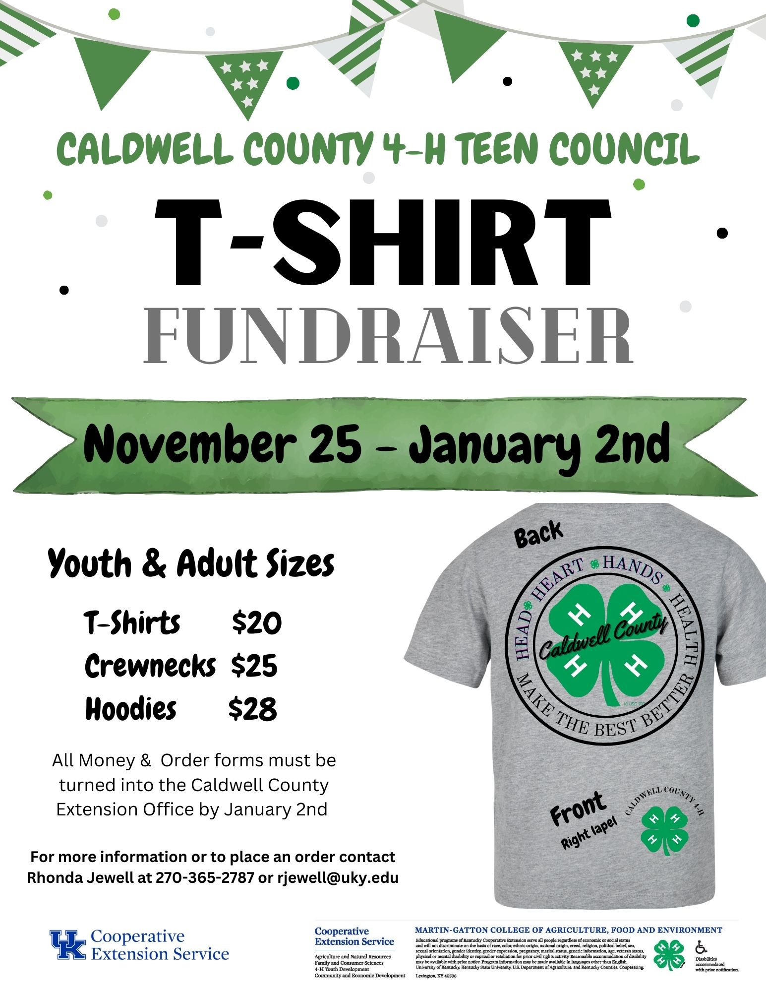 4-H Teen Council T-shirt Fundraiser Flyer