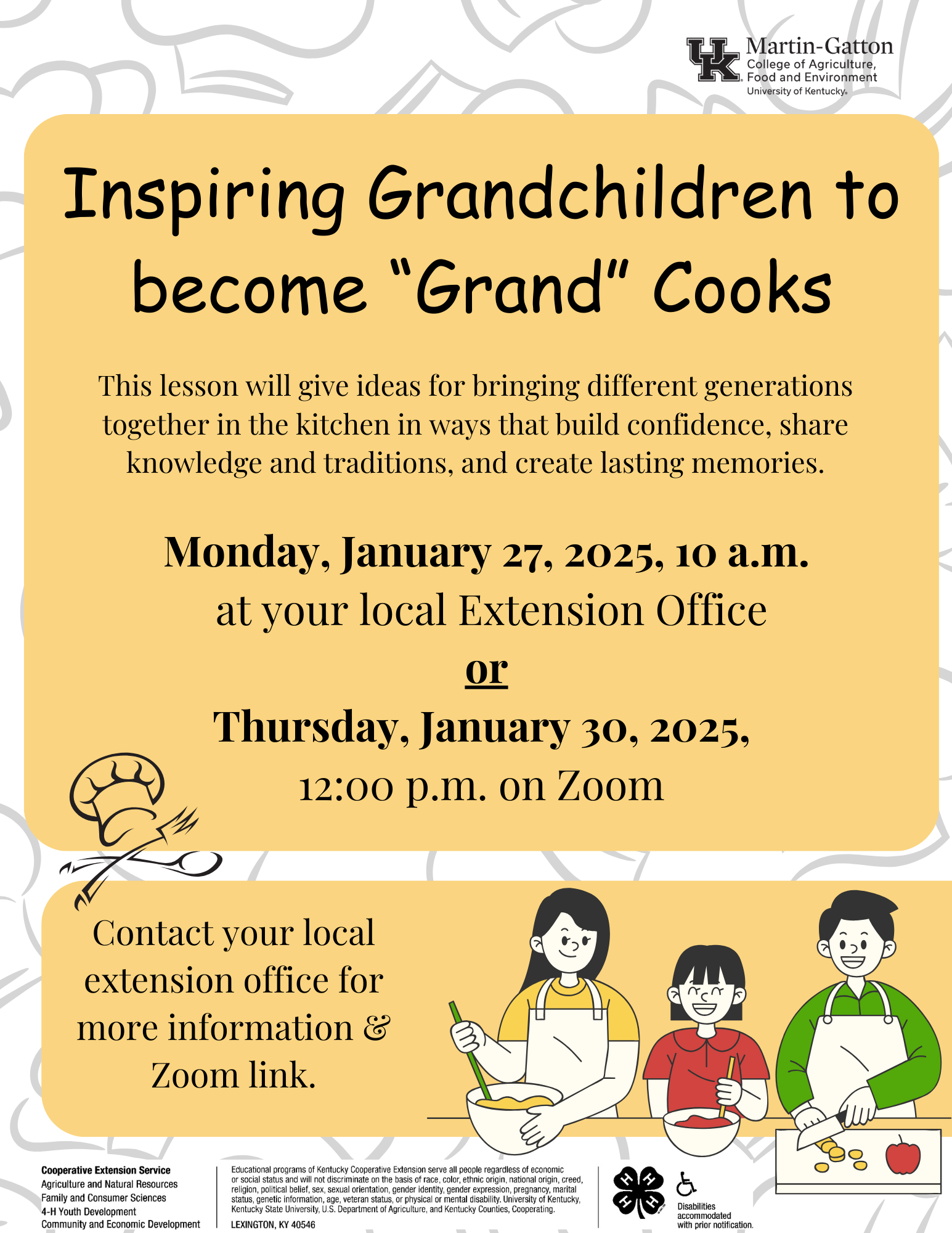 Inspiring Grandchildren to become Grand Cooks Flyer