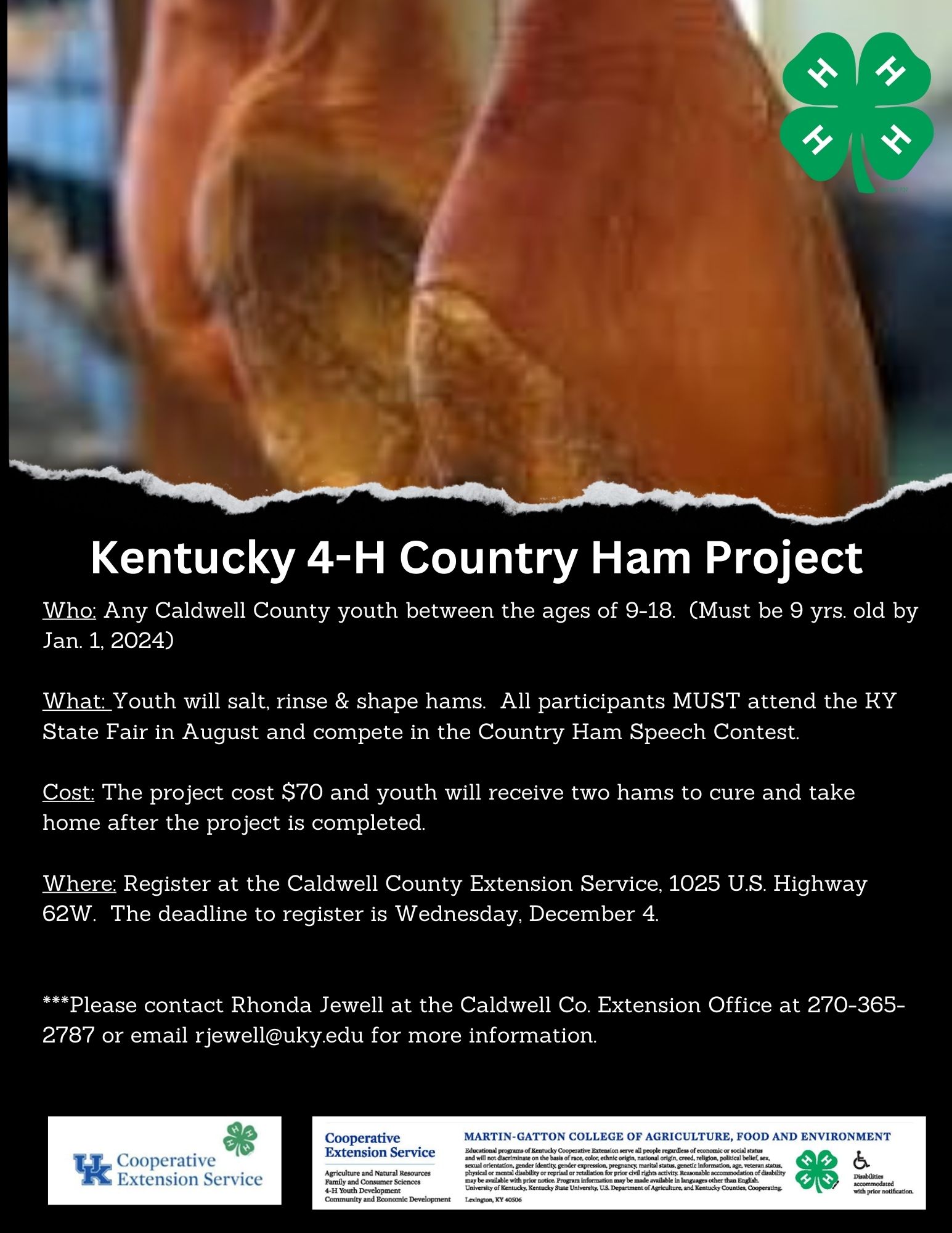 4-H Country Ham Project Flyer