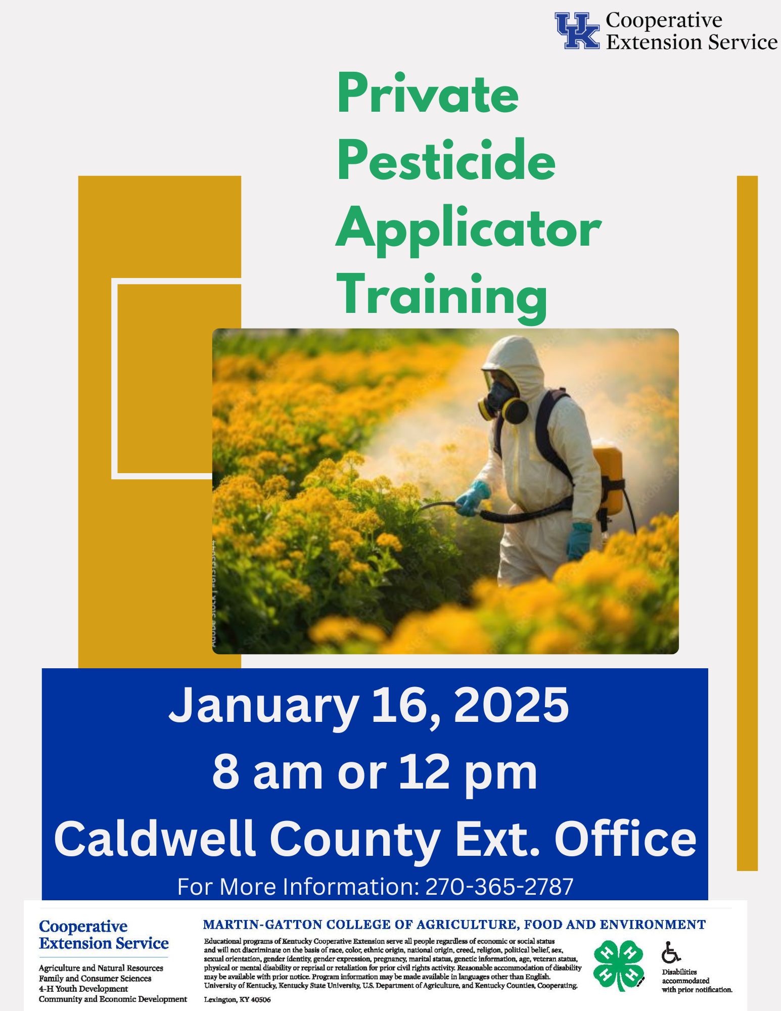 Private Pesticide Training Flyer